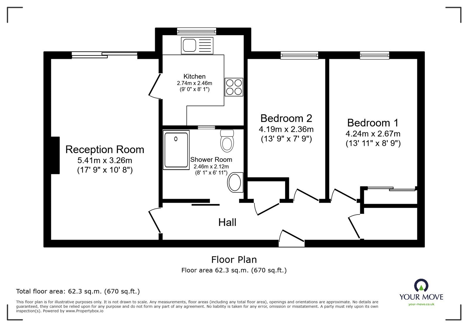 Floorplan of 2 bedroom  Flat for sale, Ashby Road, Hinckley, Leicestershire, LE10