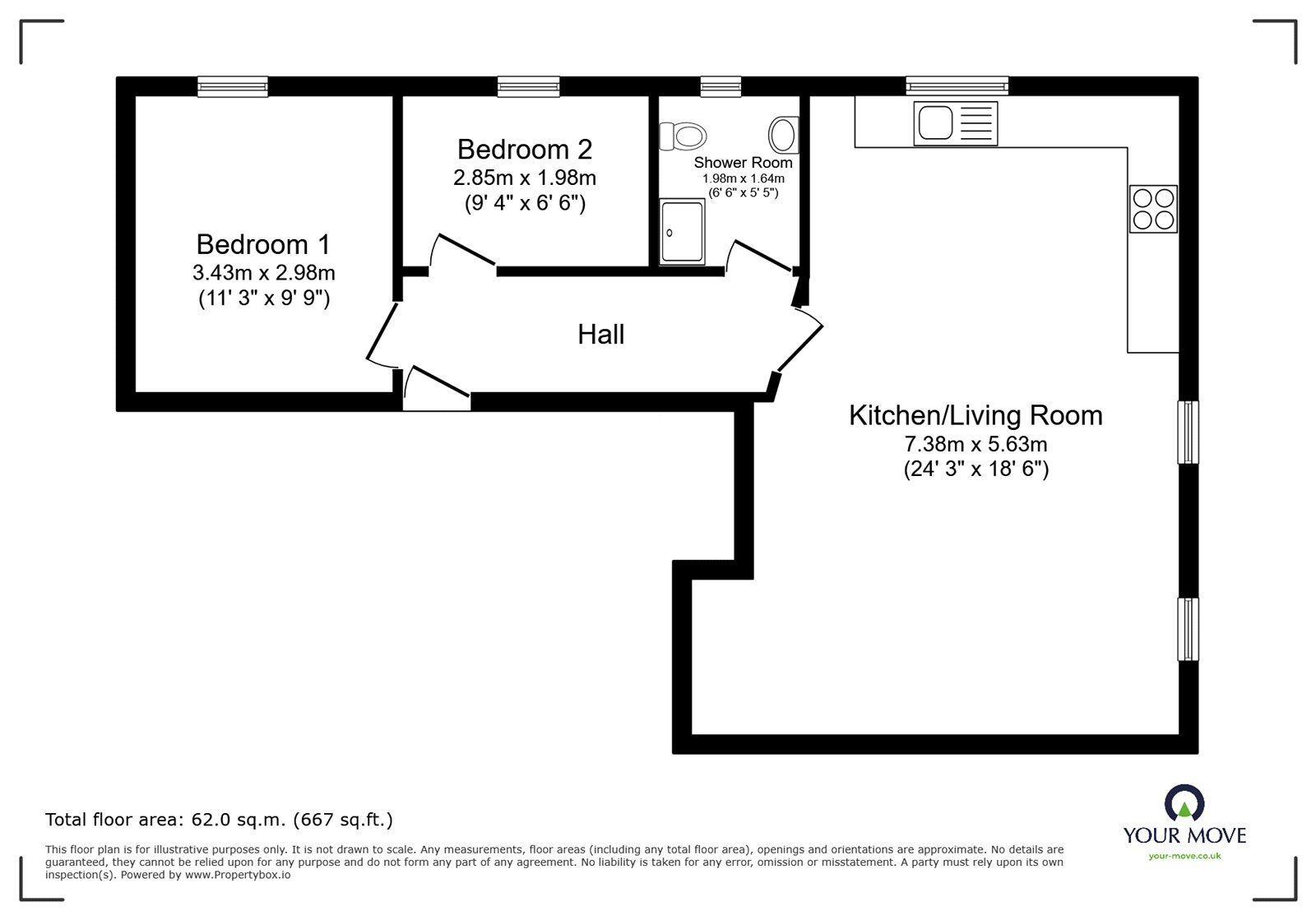 Floorplan of 2 bedroom Flat to rent, Arthur Street, Barwell, Leicestershire, LE9