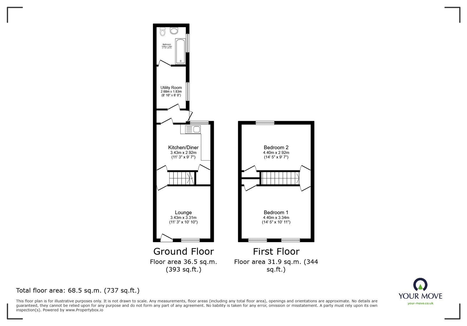 Floorplan of 2 bedroom Mid Terrace House for sale, Factory Road, Hinckley, Leicestershire, LE10