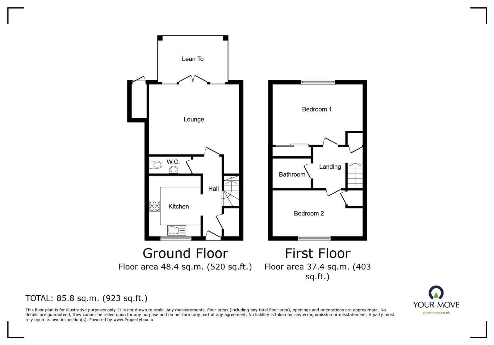 Floorplan of 2 bedroom End Terrace House for sale, Rossendale Road, Earl Shilton, Leicestershire, LE9