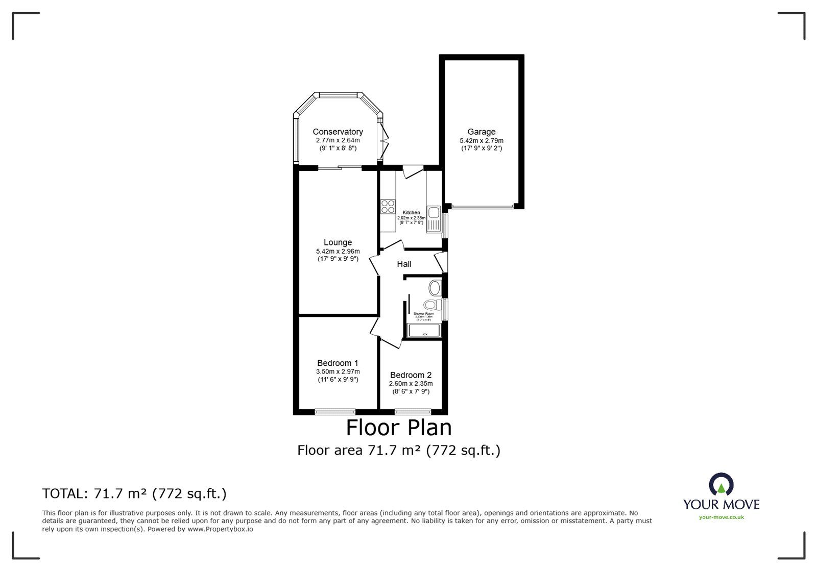 Floorplan of 2 bedroom Detached Bungalow for sale, Woodbank, Burbage, Leicestershire, LE10