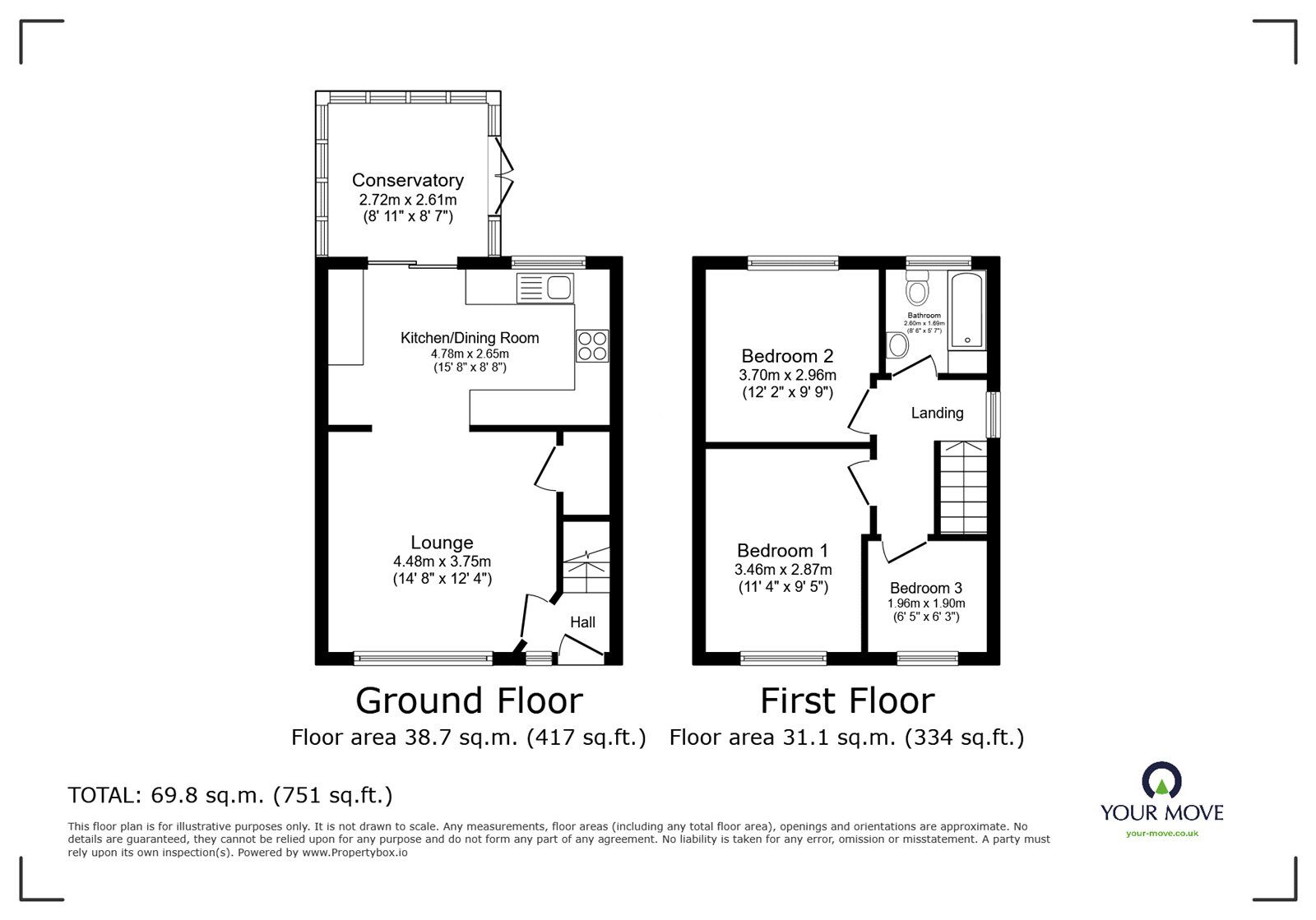 Floorplan of 3 bedroom Semi Detached House for sale, Meadow Close, Stoney Stanton, Leicestershire, LE9