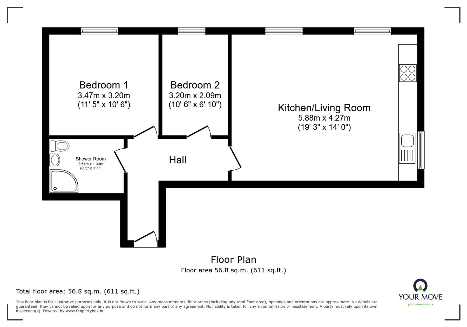 Floorplan of 2 bedroom Flat to rent, Arthur Street, Barwell, Leicestershire, LE9