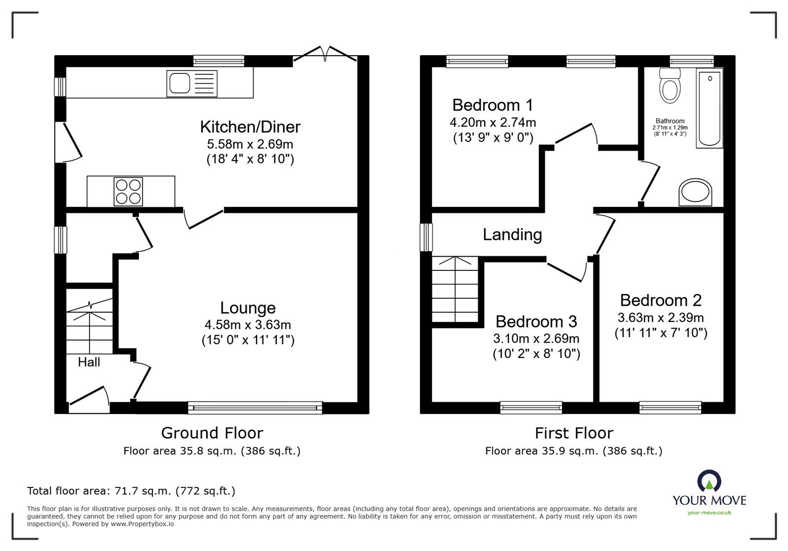 Floorplan of 3 bedroom Semi Detached House for sale, Huncote Road, Stoney Stanton, Leicestershire, LE9