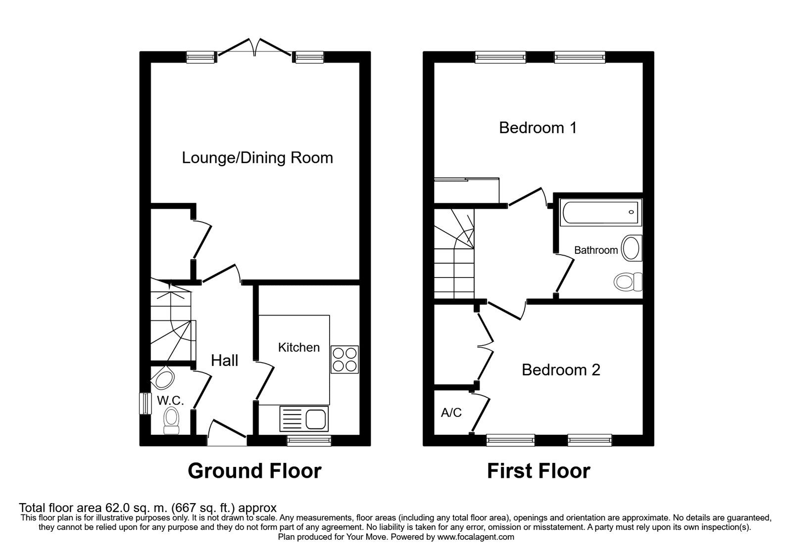 Floorplan of 2 bedroom Semi Detached House for sale, Ivy House Close, Sapcote, Leicestershire, LE9
