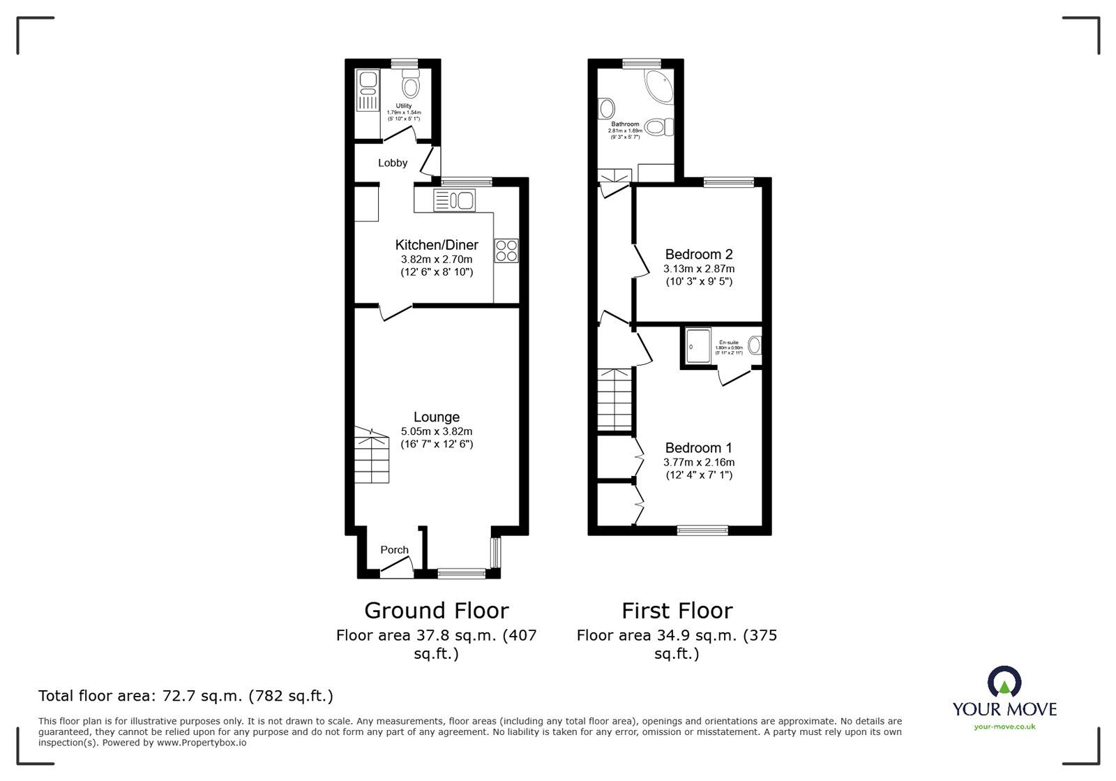 Floorplan of 2 bedroom Mid Terrace House for sale, Kirkby Road, Barwell, Leicestershire, LE9