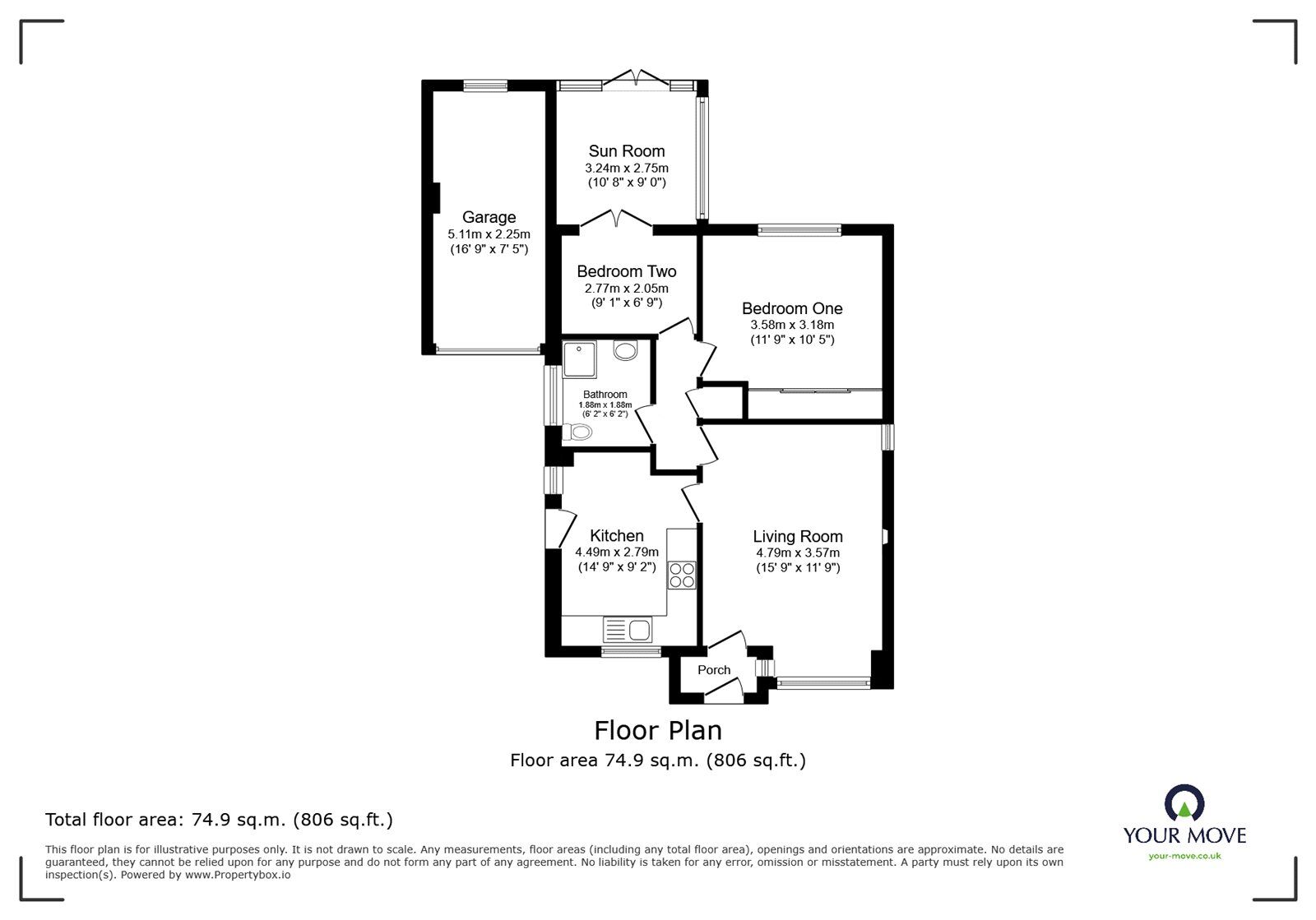 Floorplan of 2 bedroom Detached Bungalow for sale, Lovetts Close, Hinckley, Leicestershire, LE10