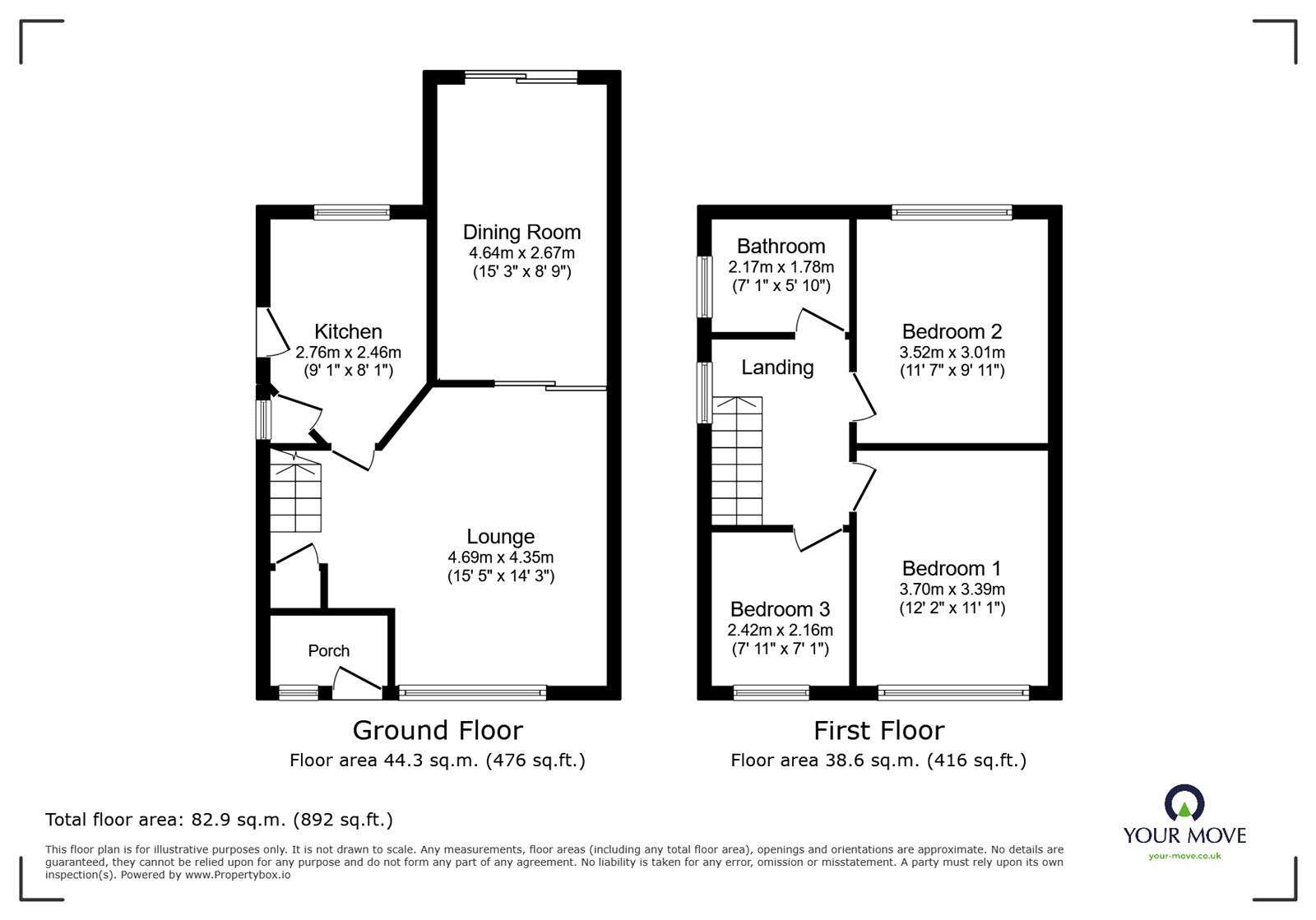 Floorplan of 3 bedroom Semi Detached House for sale, Sandy Crescent, Hinckley, Leicestershire, LE10