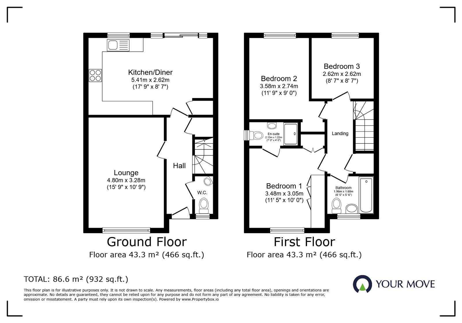 Floorplan of 3 bedroom Semi Detached House to rent, Ferry Pickering Close, Hinckley, Leicestershire, LE10