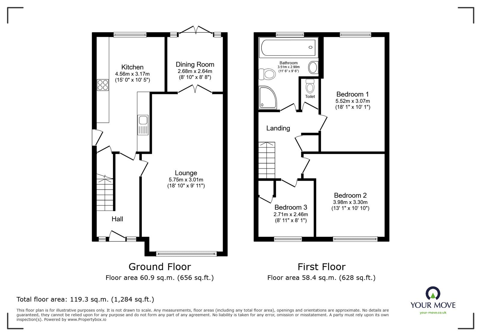 Floorplan of 3 bedroom Detached House for sale, Harecroft Crescent, Sapcote, Leicestershire, LE9