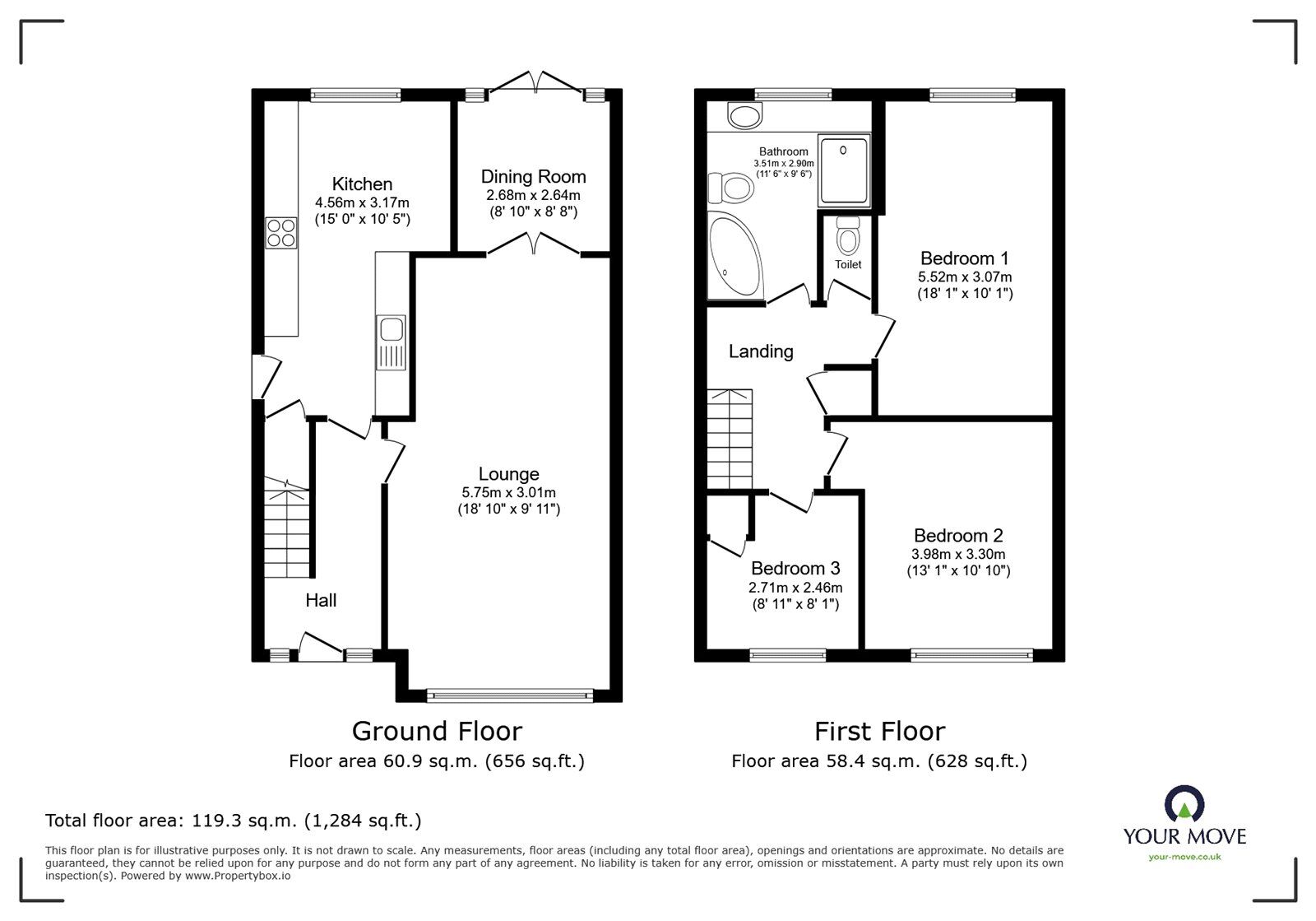 Floorplan of 3 bedroom Detached House for sale, Harecroft Crescent, Sapcote, Leicestershire, LE9