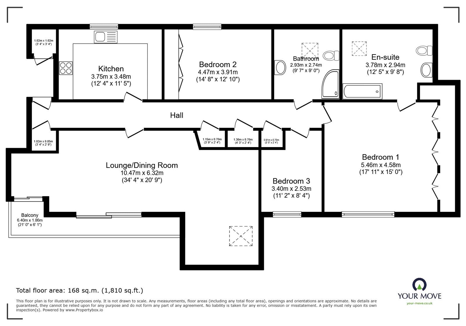 Floorplan of 3 bedroom  Flat for sale, Ward Close, Barwell, Leicestershire, LE9