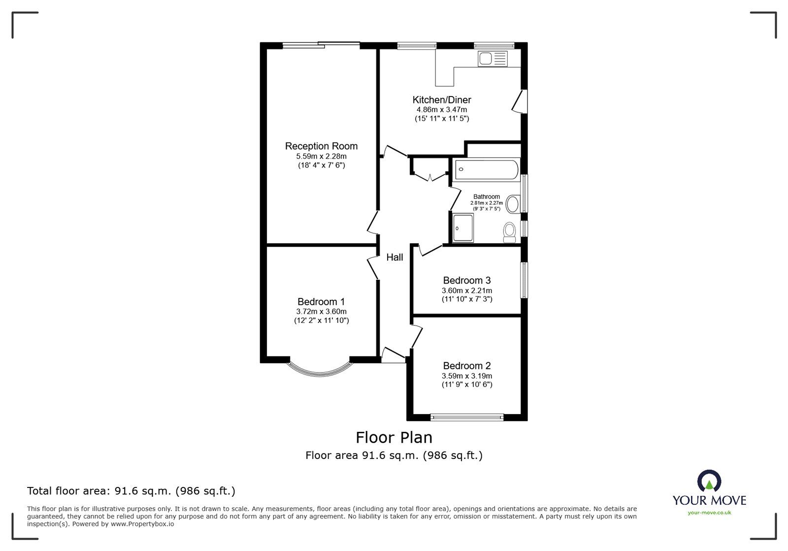Floorplan of 3 bedroom Detached Bungalow for sale, Greenmoor Road, Burbage, Leicestershire, LE10