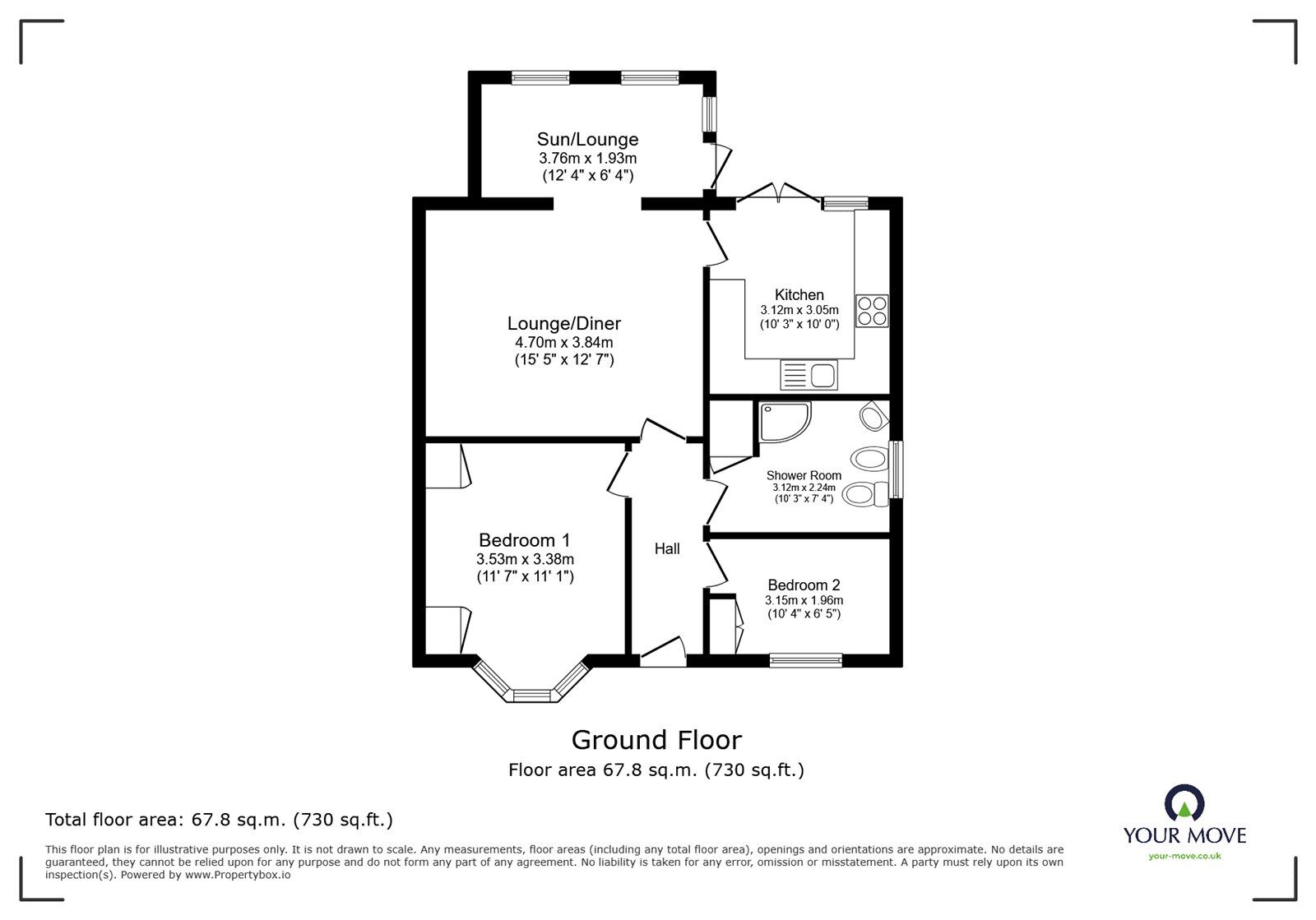 Floorplan of 2 bedroom Semi Detached Bungalow for sale, Meadow View, Botcheston, Leicestershire, LE9