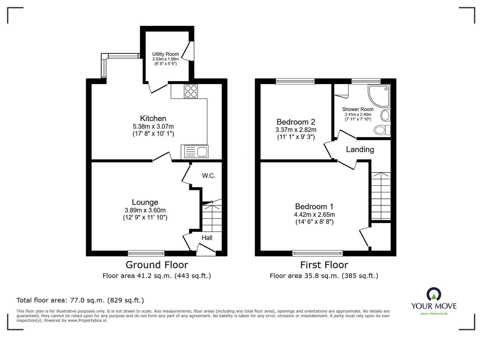 Floorplan of 2 bedroom Semi Detached House for sale, Bardon Road, Barwell, Leicestershire, LE9