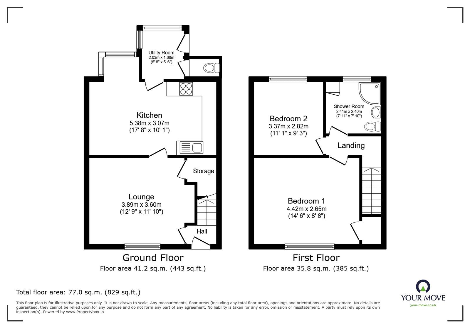 Floorplan of 2 bedroom Semi Detached House for sale, Bardon Road, Barwell, Leicestershire, LE9