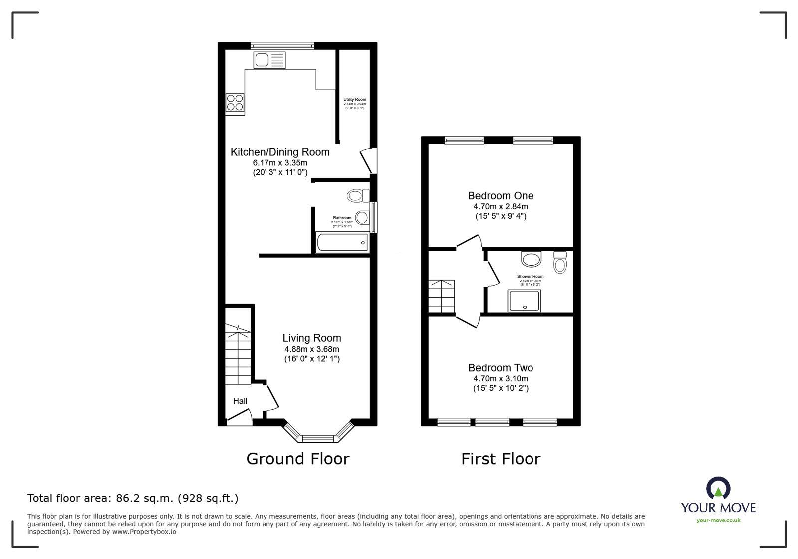 Floorplan of 2 bedroom Semi Detached House for sale, Dragon Lane, Newbold Verdon, Leicestershire, LE9