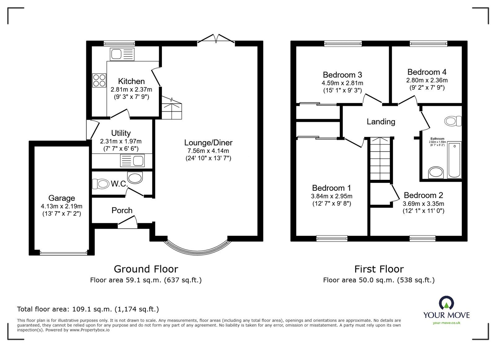 Floorplan of 4 bedroom Detached House for sale, Saffron Close, Barwell, Leicestershire, LE9