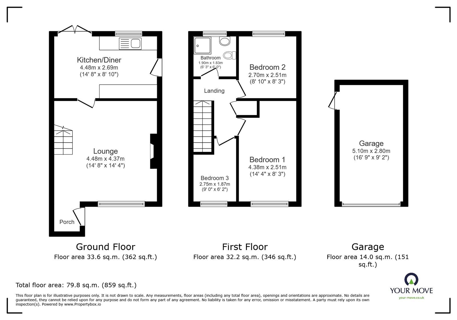 Floorplan of 3 bedroom Semi Detached House for sale, Roston Drive, Hinckley, Leicestershire, LE10