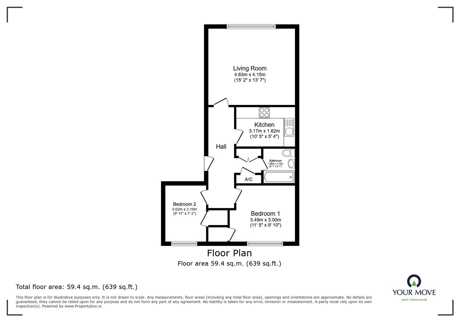 Floorplan of 2 bedroom  Flat for sale, Willow Close, Burbage, Leicestershire, LE10