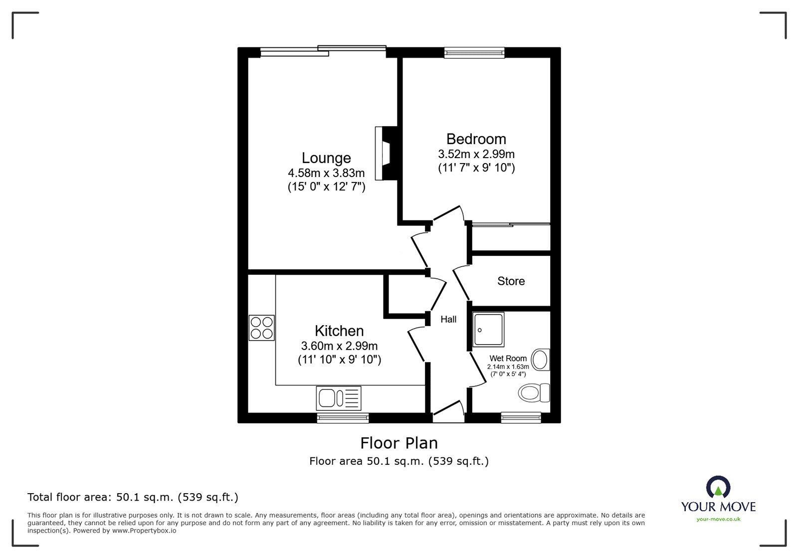 Floorplan of 1 bedroom Detached Bungalow for sale, Coniston Court, Earl Shilton, Leicestershire, LE9