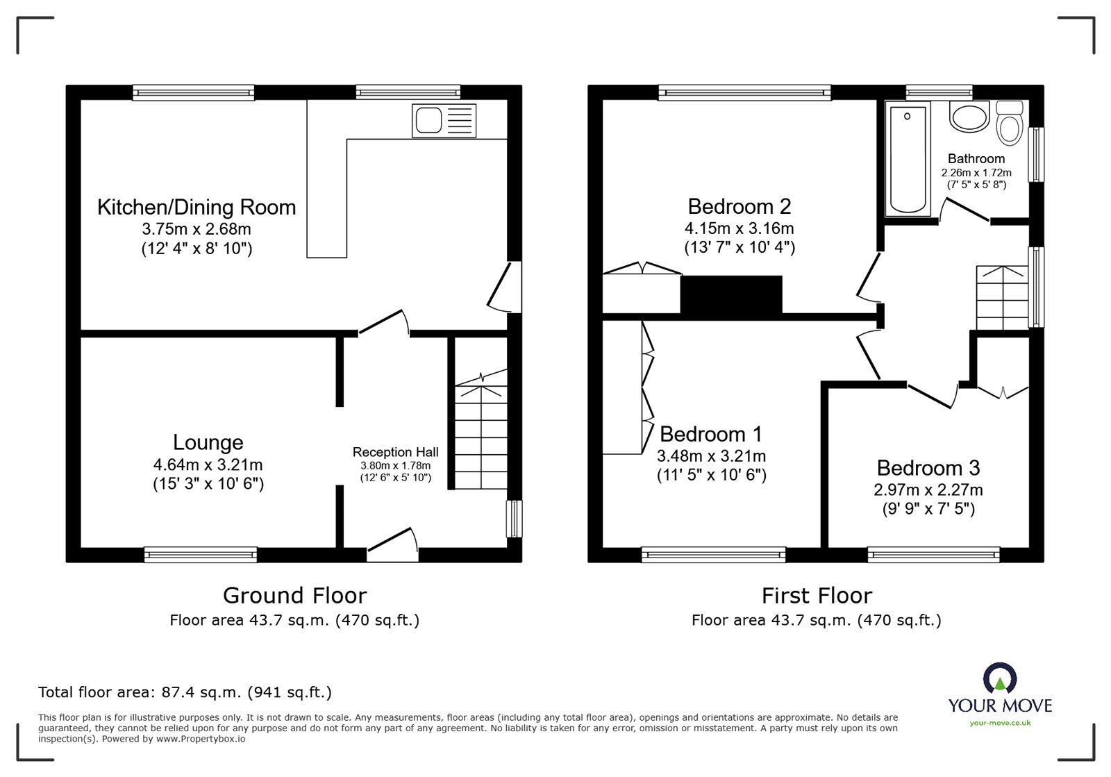 Floorplan of 3 bedroom Semi Detached House for sale, Featherston Drive, Burbage, Leicestershire, LE10