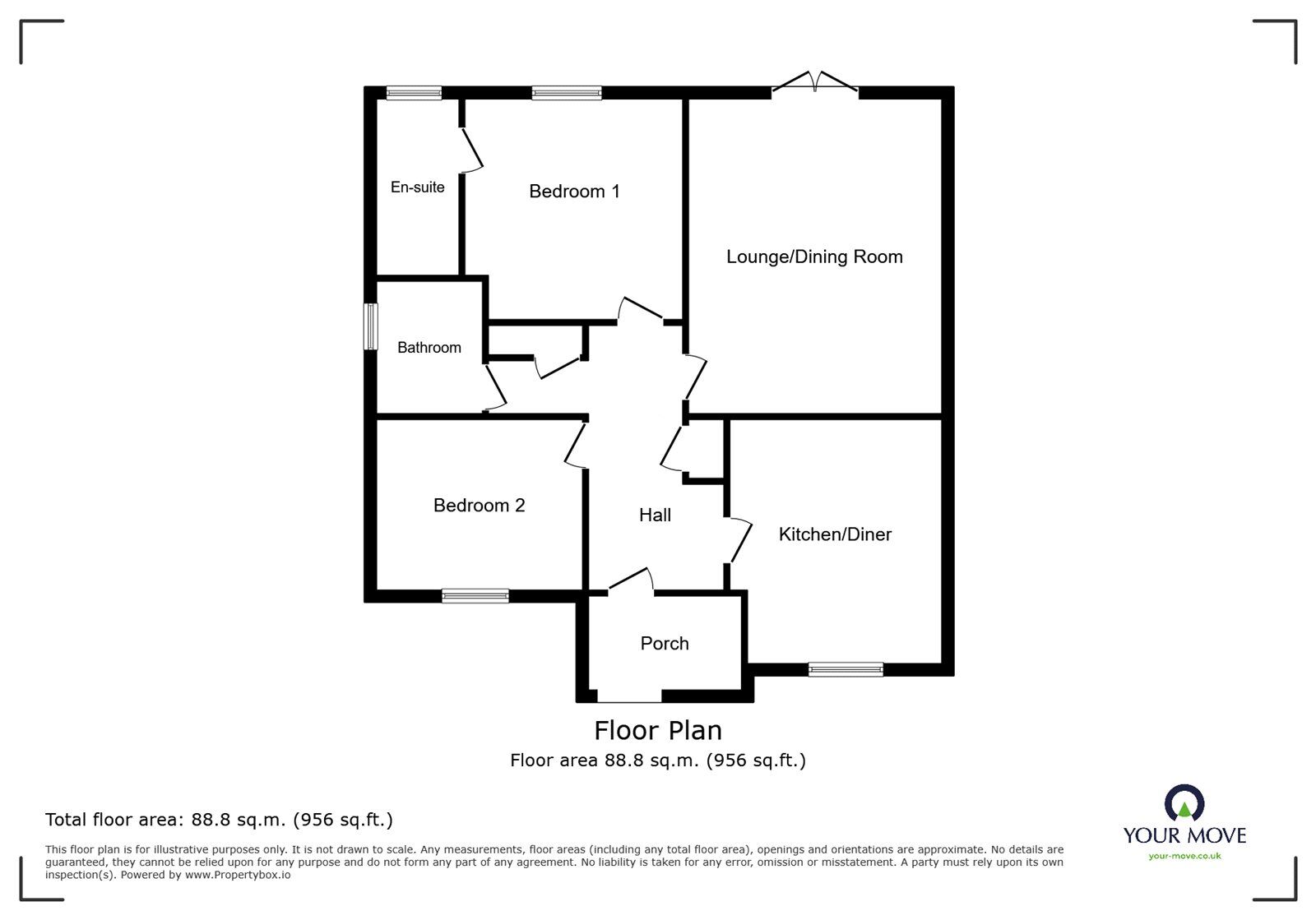 Floorplan of 2 bedroom Detached Bungalow for sale, West Field Road, Sapcote, Leicestershire, LE9