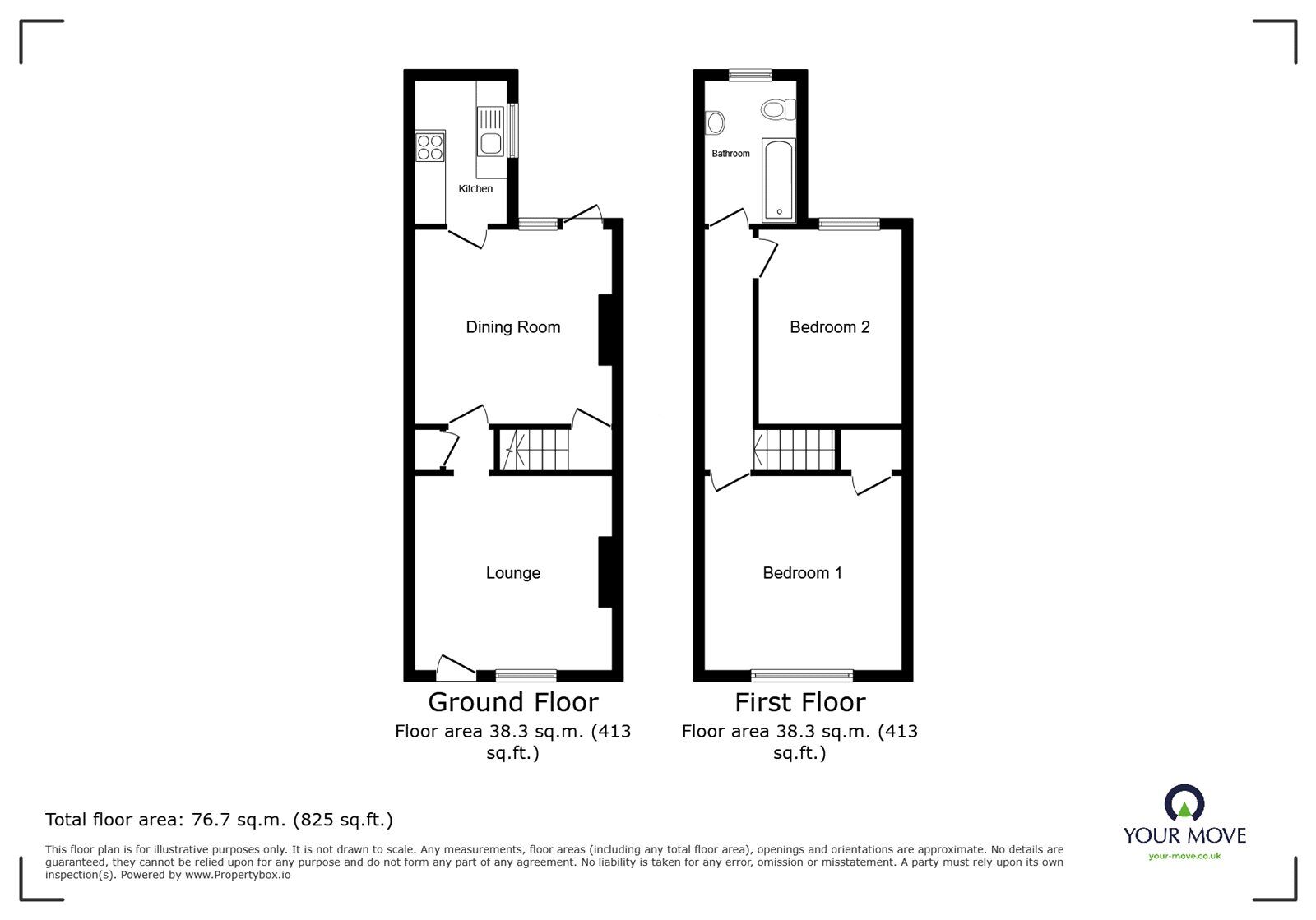 Floorplan of 2 bedroom Mid Terrace House for sale, Southfield Road, Hinckley, Leicestershire, LE10