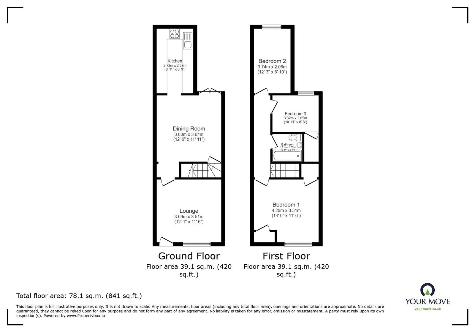 Floorplan of 3 bedroom Mid Terrace House for sale, Edward Street, Hinckley, Leicestershire, LE10