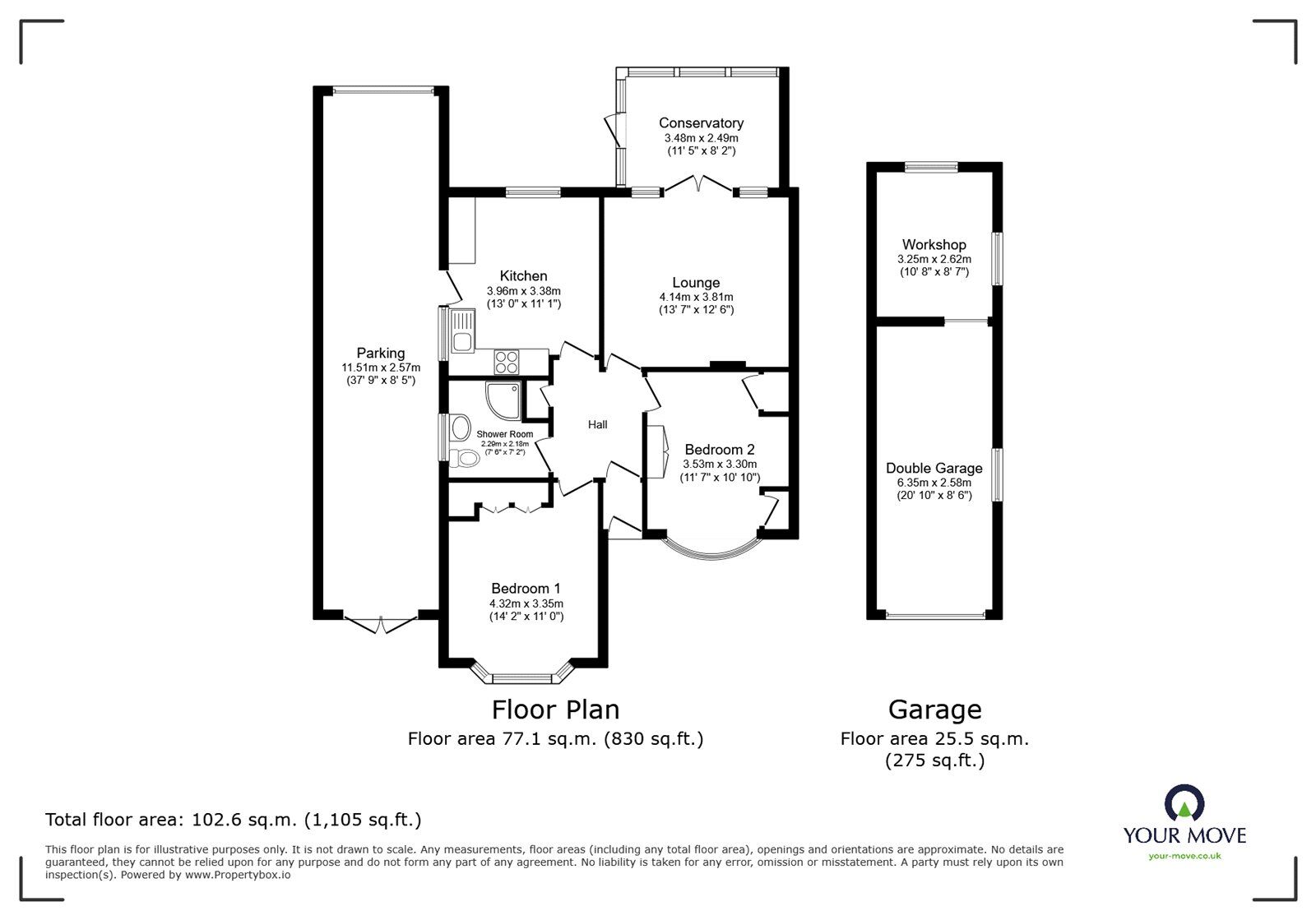 Floorplan of 2 bedroom Detached Bungalow for sale, Welbeck Avenue, Burbage, Leicestershire, LE10