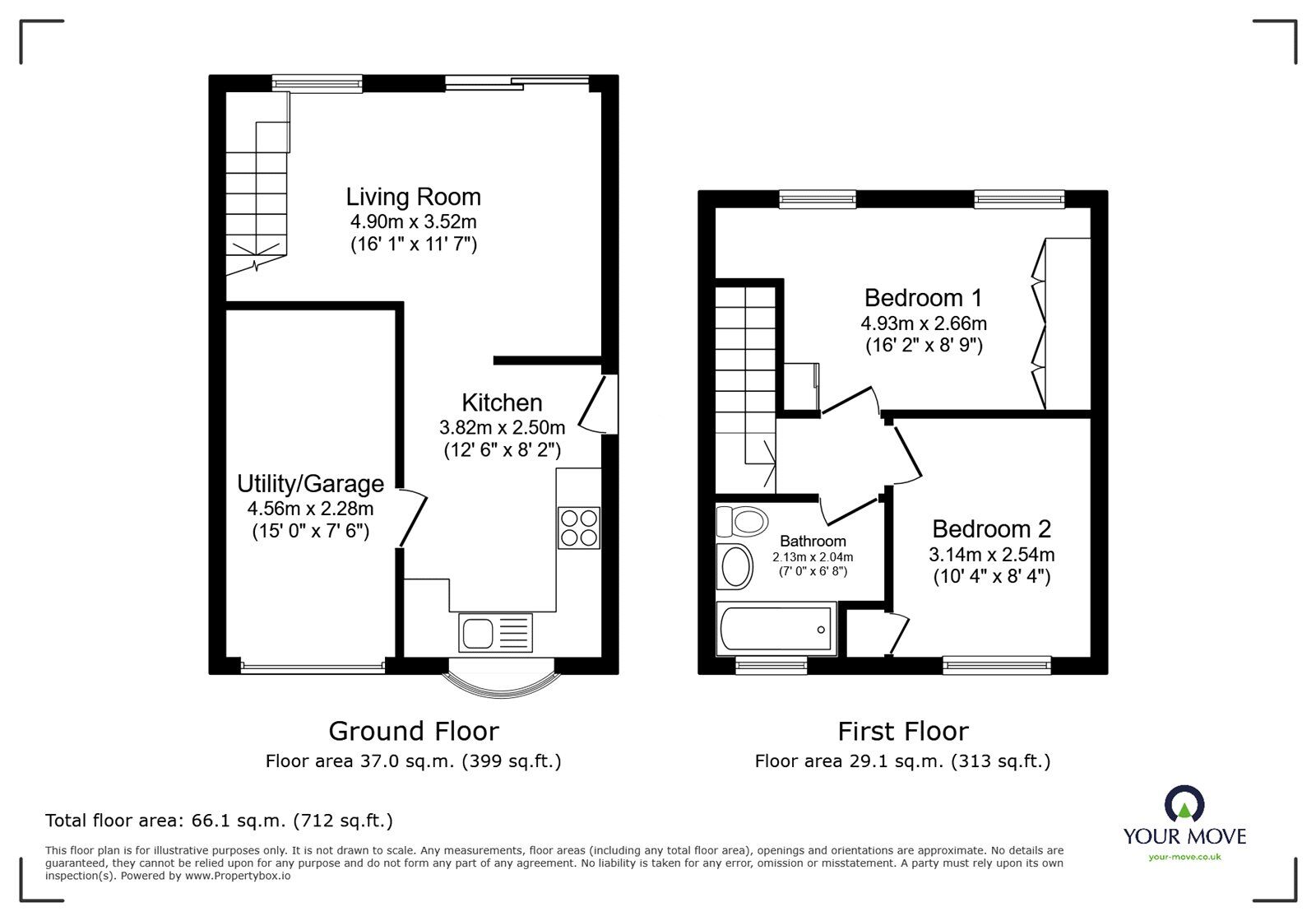 Floorplan of 2 bedroom Semi Detached House for sale, The Drive, Barwell, Leicestershire, LE9