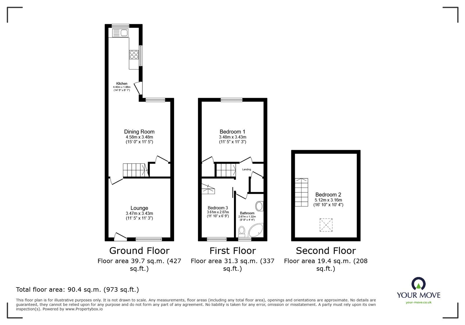 Floorplan of 3 bedroom Mid Terrace House for sale, Chessher Street, Hinckley, Leicestershire, LE10
