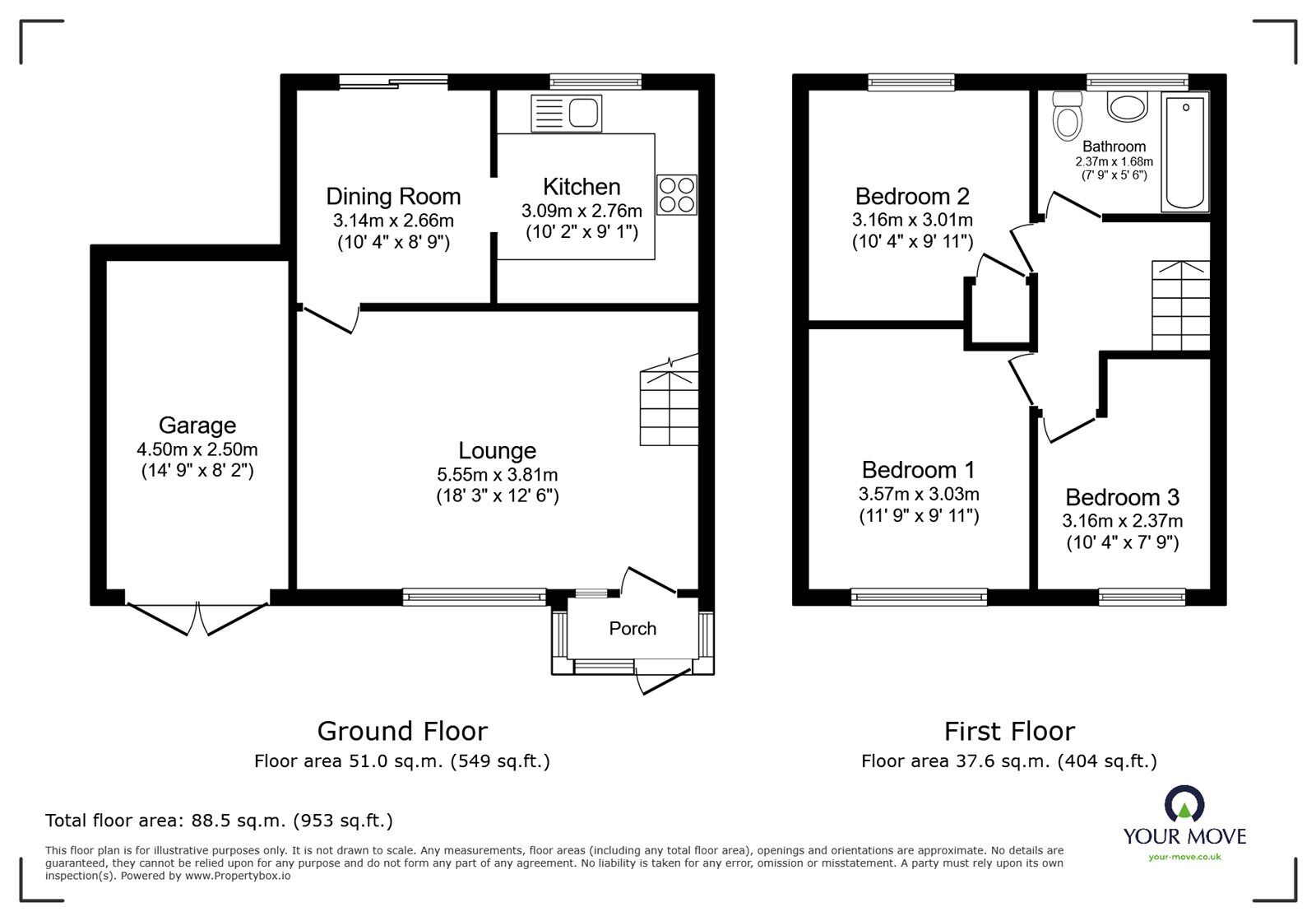 Floorplan of 3 bedroom Semi Detached House for sale, Johnson Rise, Stoney Stanton, Leicestershire, LE9