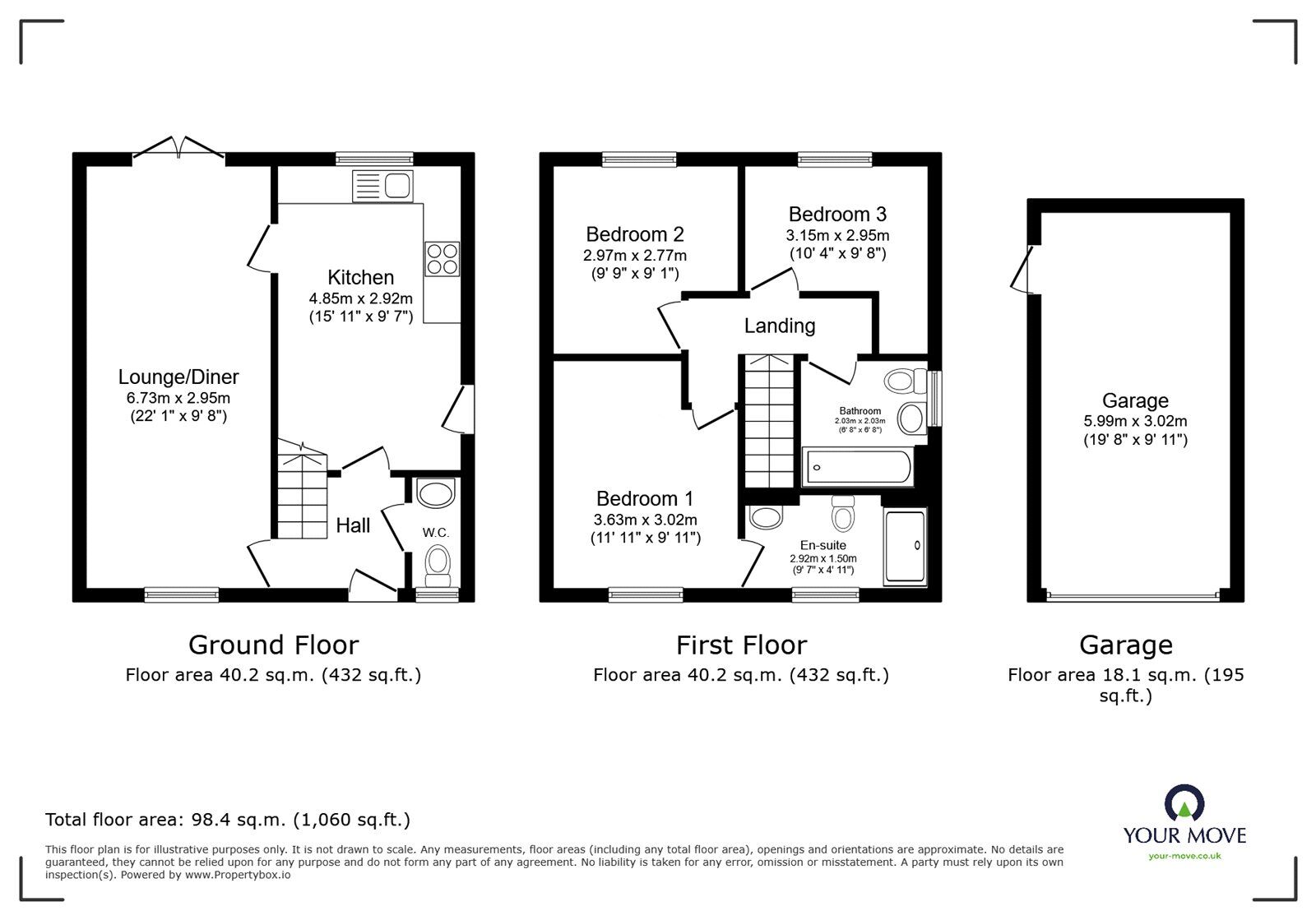 Floorplan of 3 bedroom Detached House for sale, Navy Close, Burbage, Leicestershire, LE10