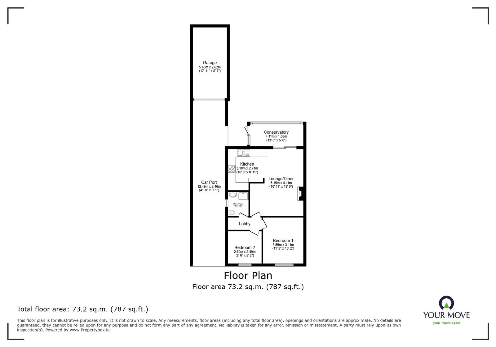 Floorplan of 2 bedroom Semi Detached Bungalow for sale, Azalea Drive, Burbage, Leicestershire, LE10