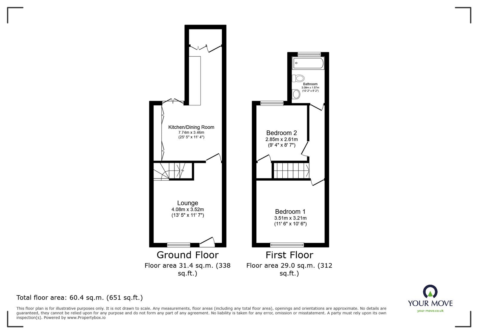Floorplan of 2 bedroom Mid Terrace House for sale, Hill Street, Hinckley, Leicestershire, LE10