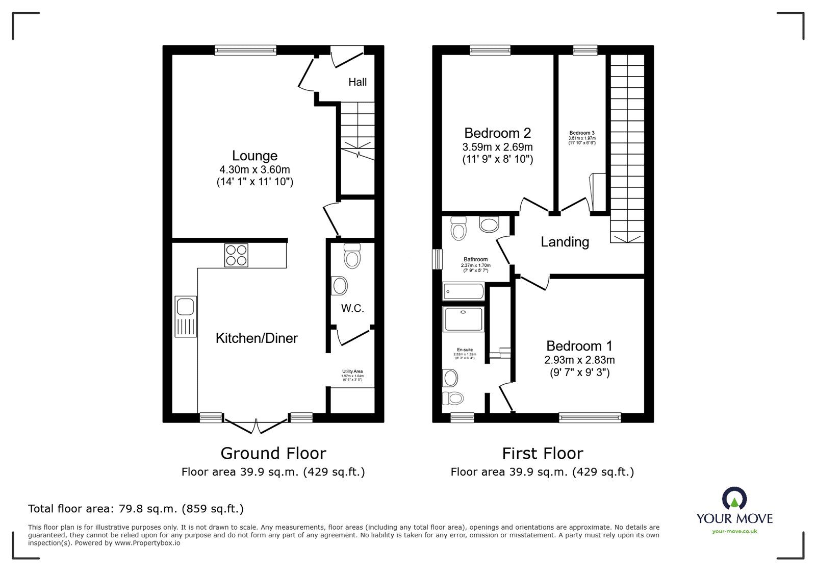 Floorplan of 3 bedroom Semi Detached House for sale, Barns Way, Newbold Verdon, Leicestershire, LE9
