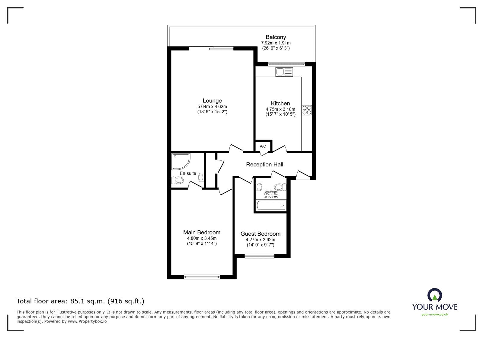 Floorplan of 2 bedroom  Flat for sale, Ward Close, Barwell, Leicestershire, LE9