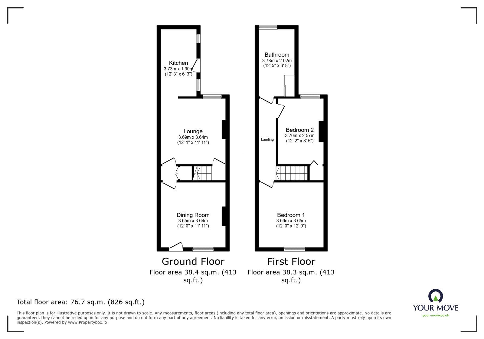 Floorplan of 2 bedroom Mid Terrace House for sale, Highfield Street, Earl Shilton, Leicestershire, LE9