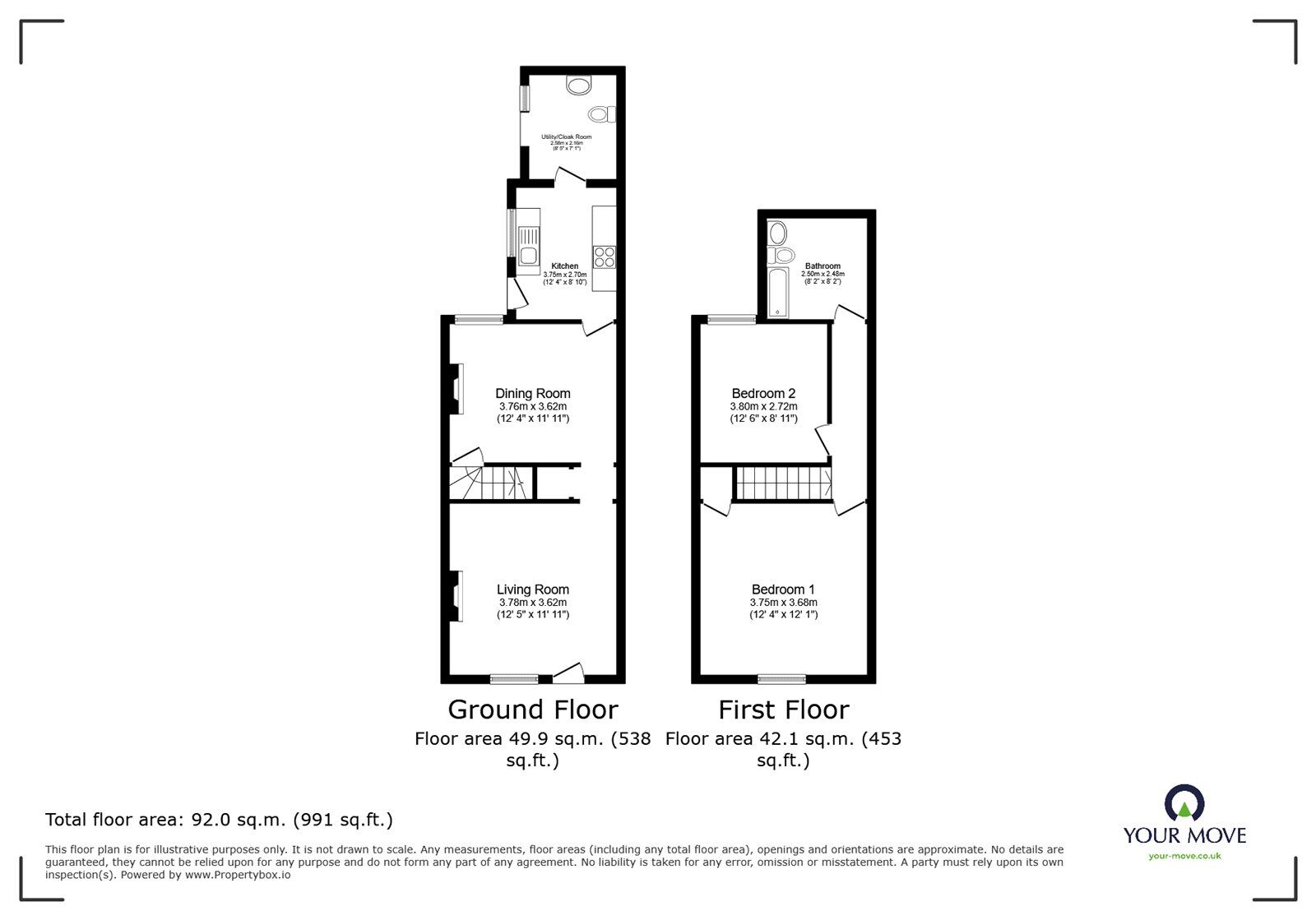 Floorplan of 2 bedroom Mid Terrace House to rent, Gadsby Street, Nuneaton, Warwickshire, CV11