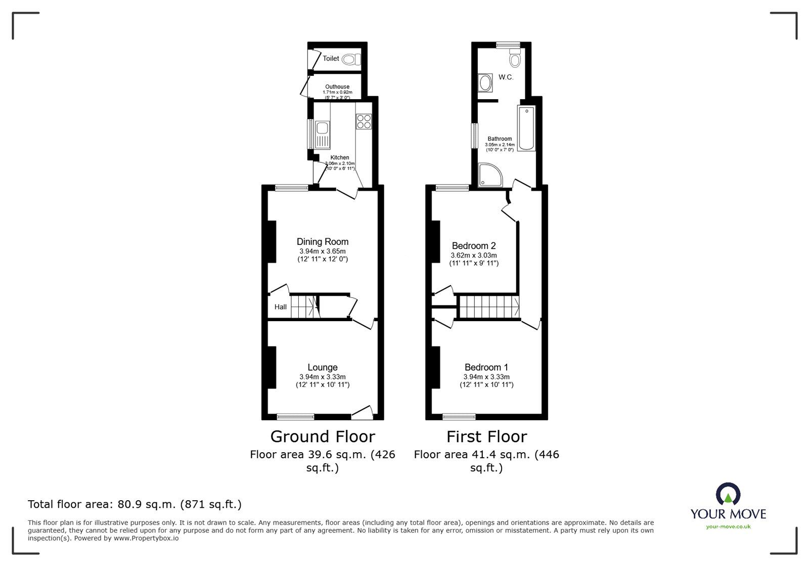 Floorplan of 2 bedroom Mid Terrace House for sale, Crossways, Burbage, Leicestershire, LE10