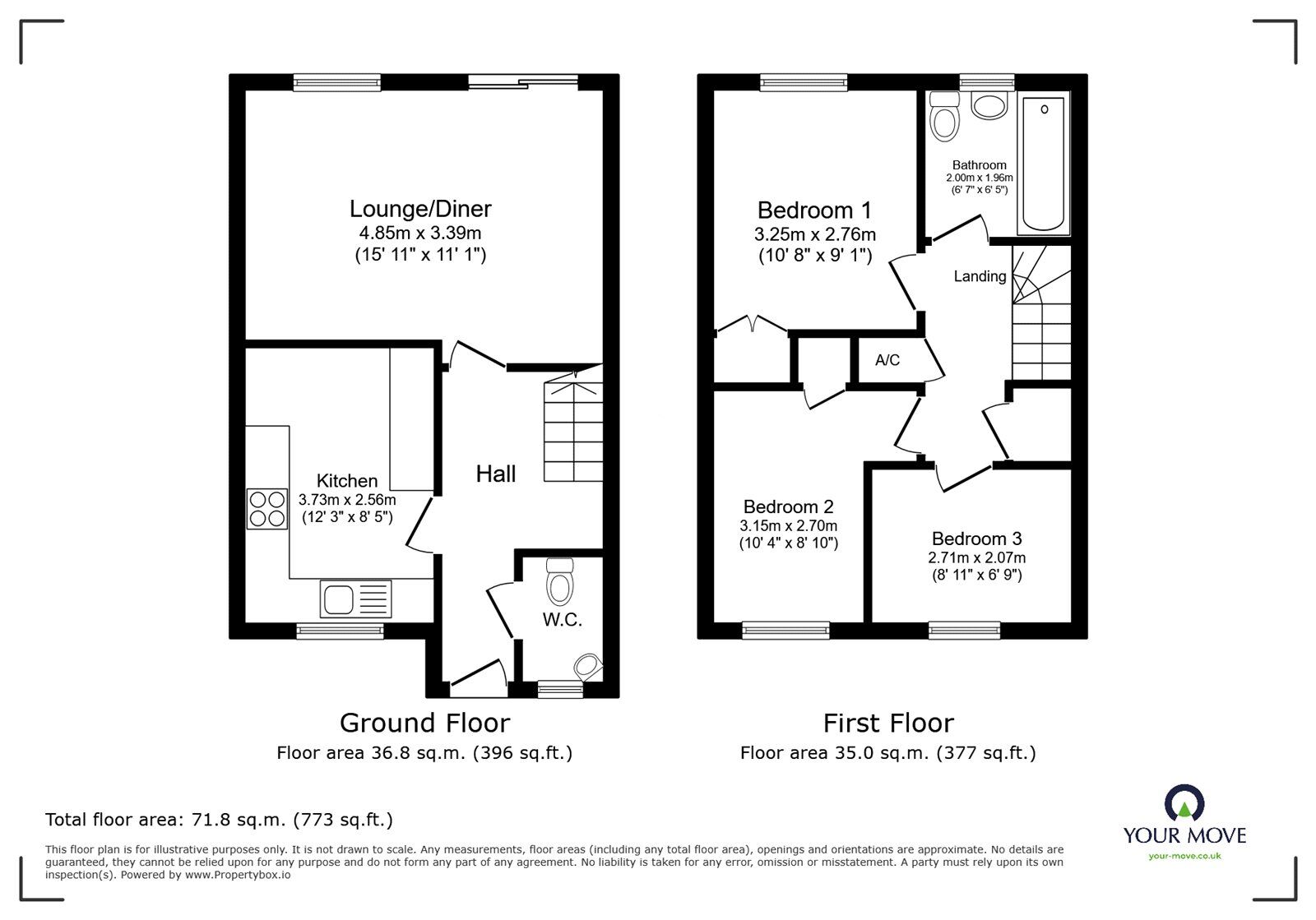 Floorplan of 3 bedroom End Terrace House for sale, Wellington Close, Burbage, Leicestershire, LE10
