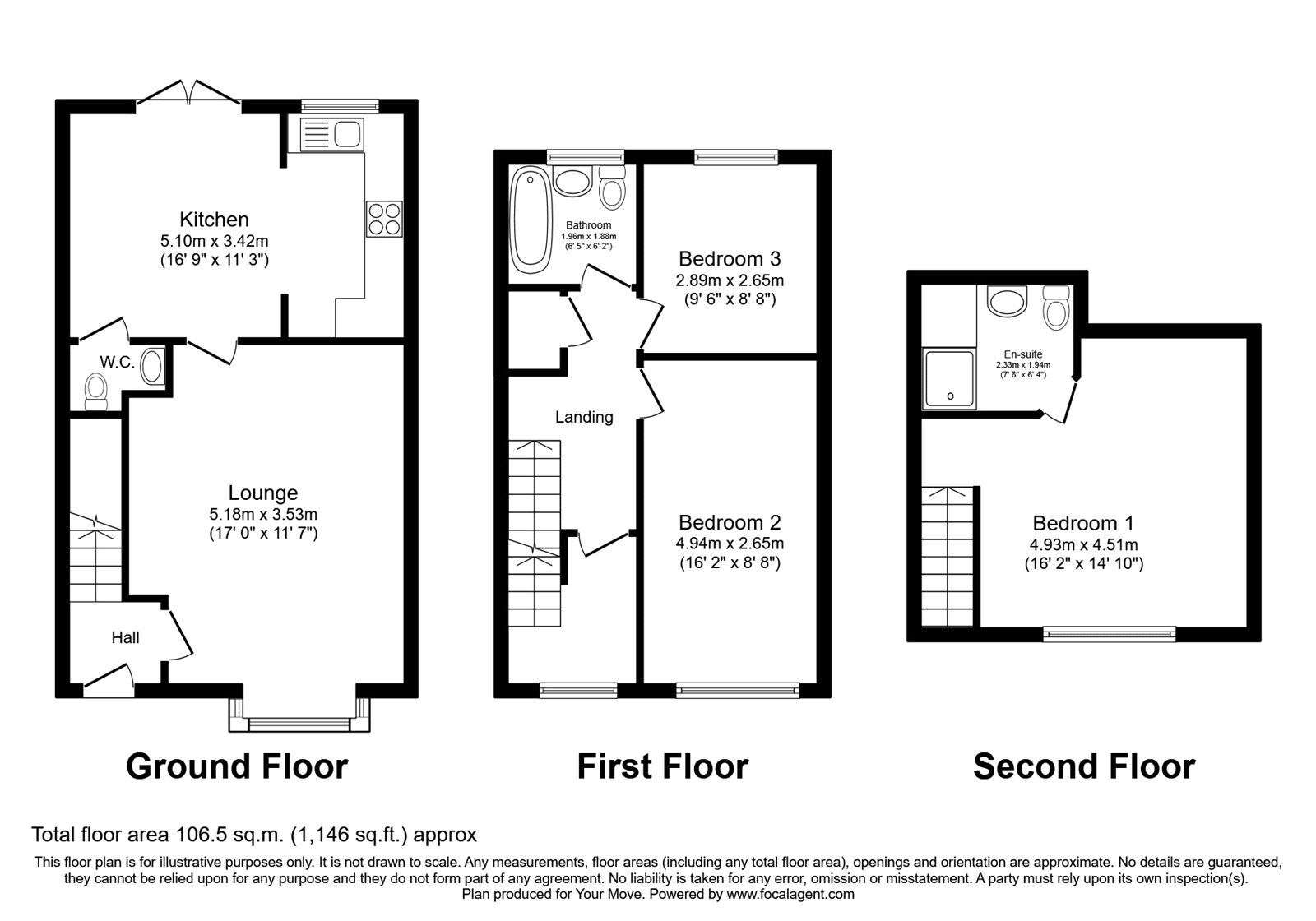 Floorplan of 3 bedroom Mid Terrace House for sale, Livingstone Lane, Earl Shilton, Leicestershire, LE9