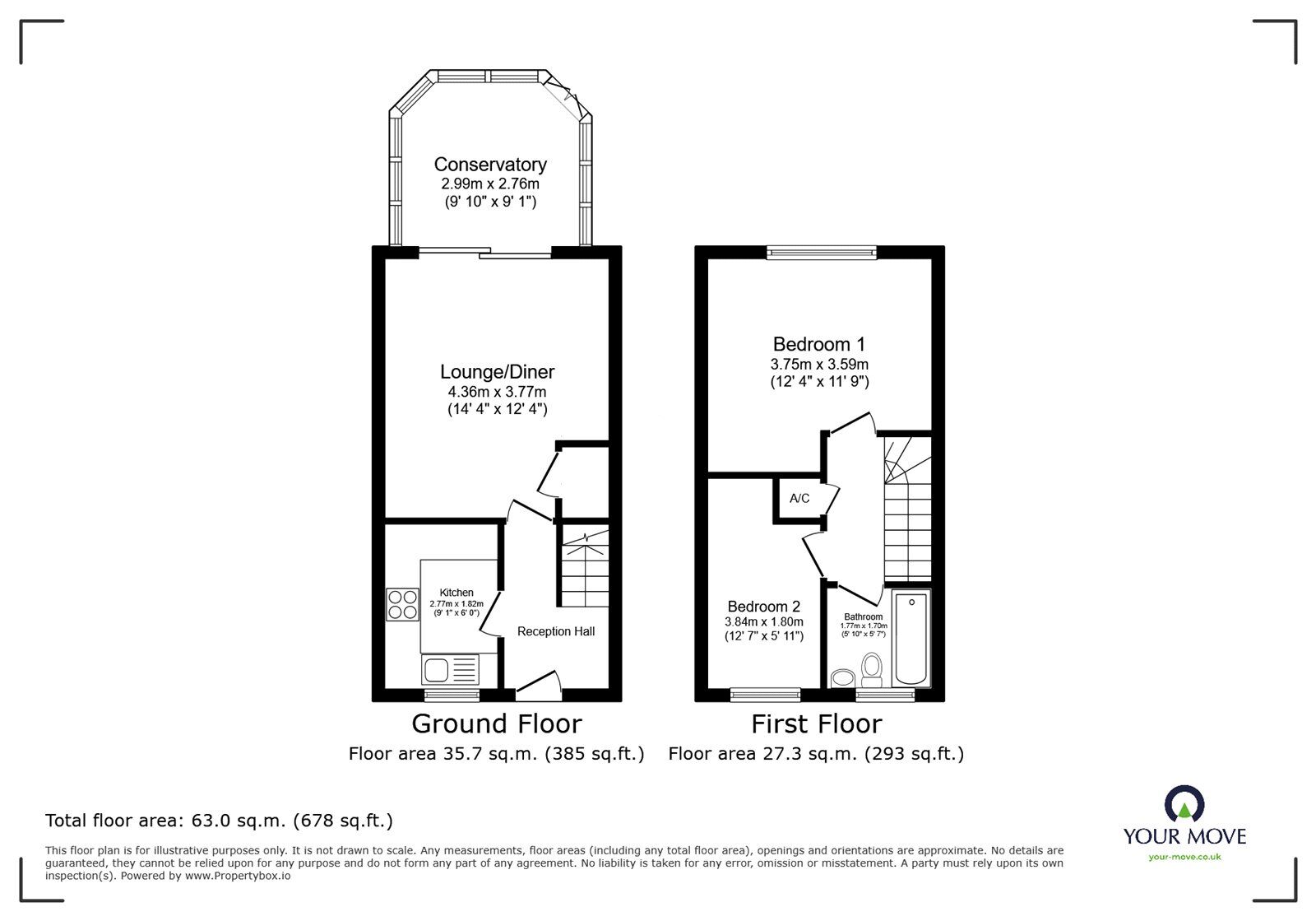 Floorplan of 2 bedroom Semi Detached House for sale, Marywell Close, Hinckley, Leicestershire, LE10