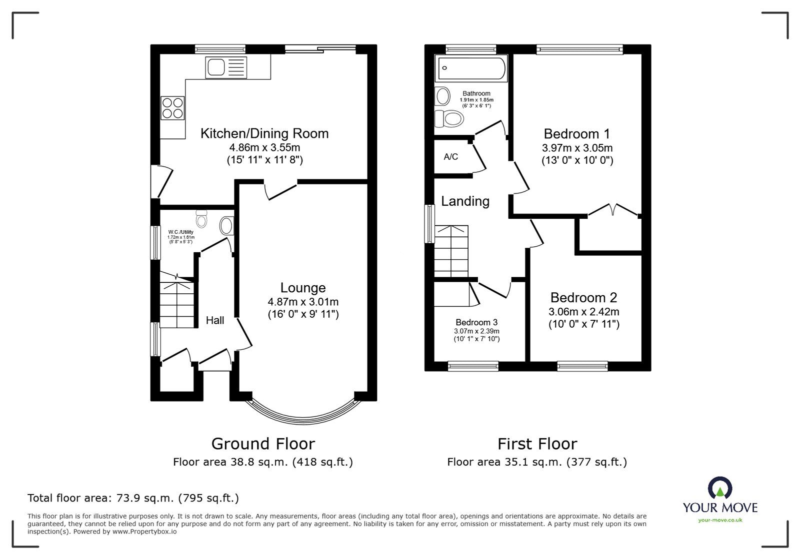 Floorplan of 3 bedroom Semi Detached House for sale, Carpenters Close, Burbage, Leicestershire, LE10
