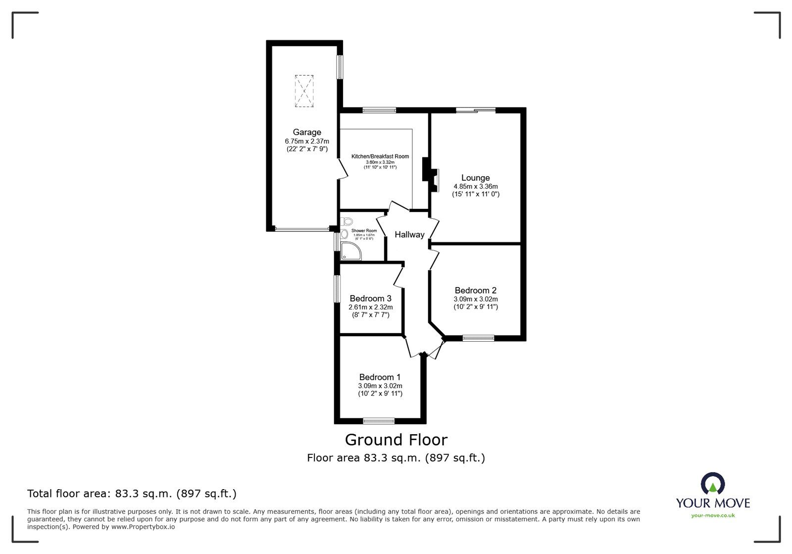 Floorplan of 3 bedroom Semi Detached Bungalow for sale, Almond Way, Earl Shilton, Leicestershire, LE9