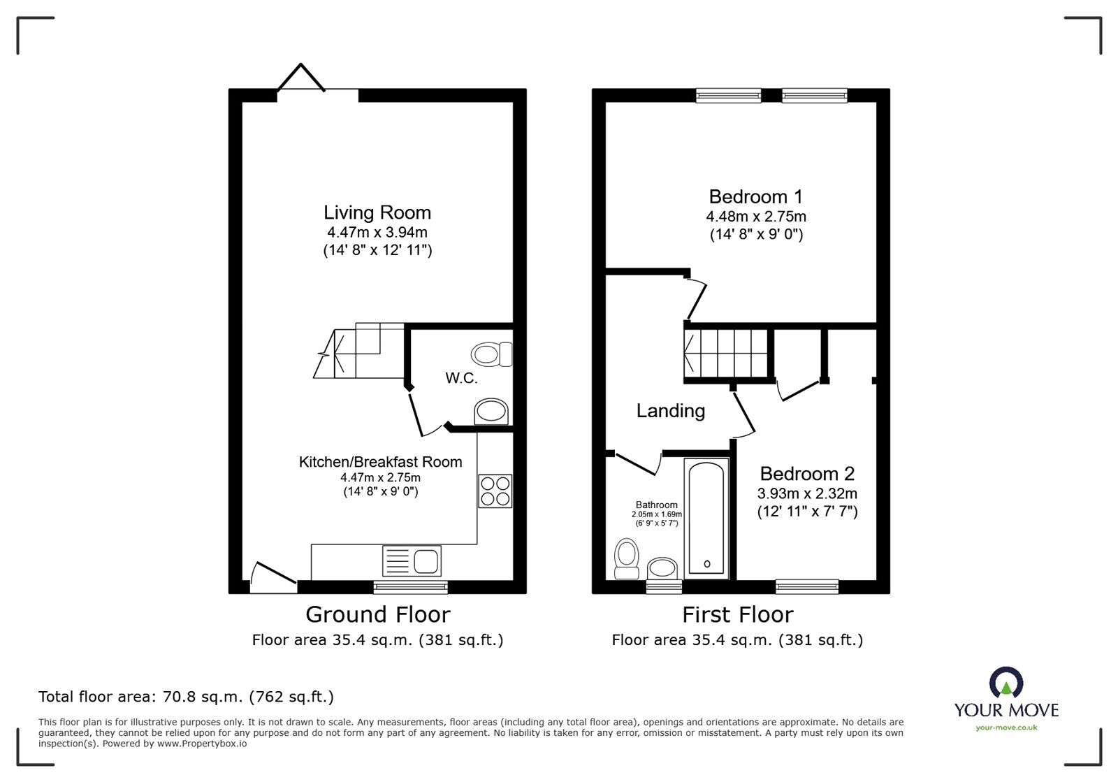 Floorplan of 2 bedroom Mid Terrace House for sale, Westfield Avenue, Earl Shilton, Leicestershire, LE9
