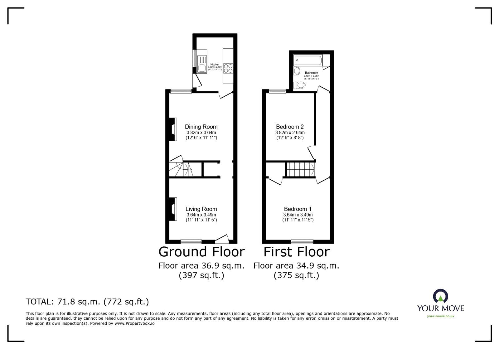 Floorplan of 2 bedroom Mid Terrace House for sale, Main Street, Newbold Verdon, Leicestershire, LE9