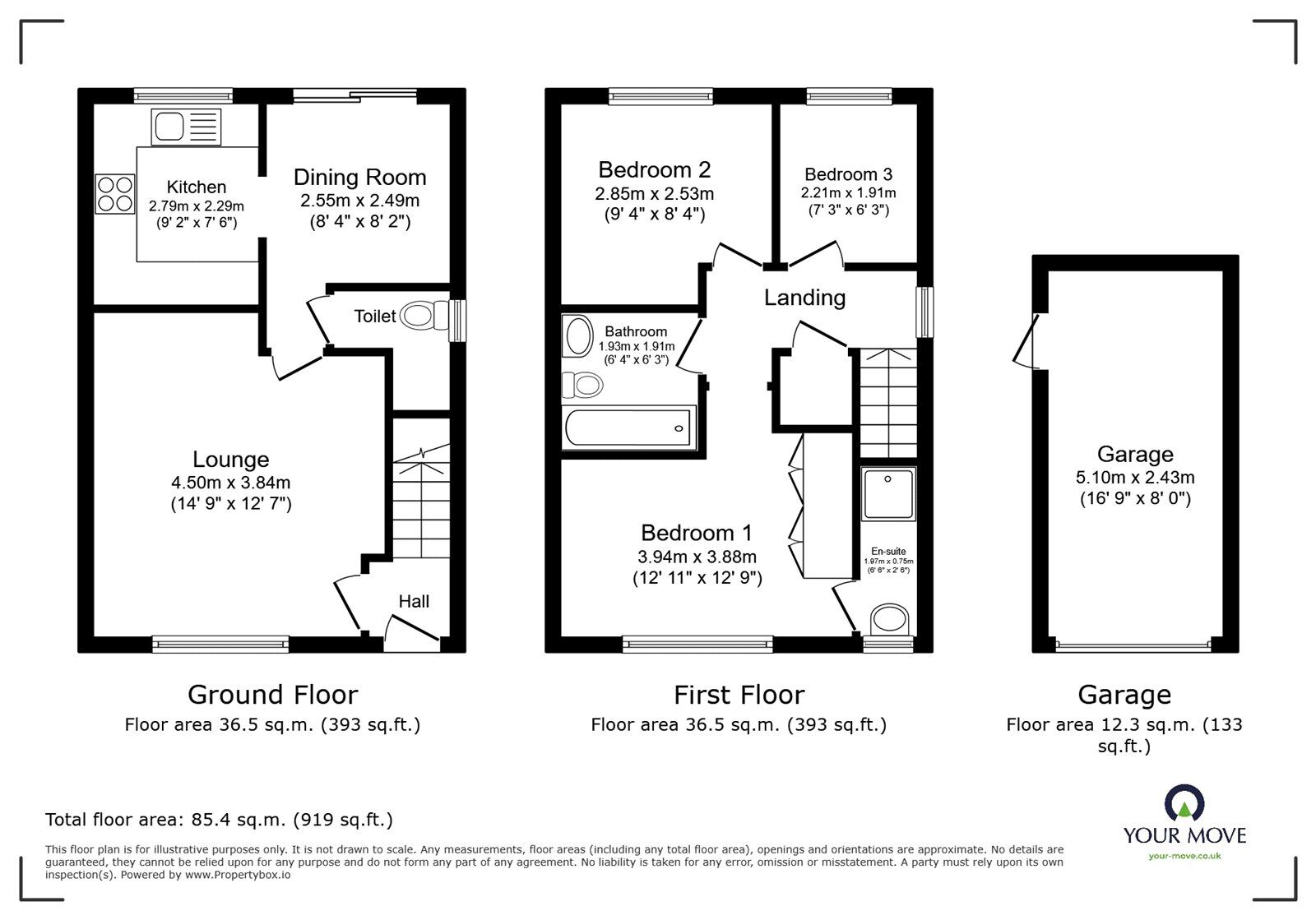 Floorplan of 3 bedroom Semi Detached House for sale, Kirkby Road, Barwell, Leicestershire, LE9