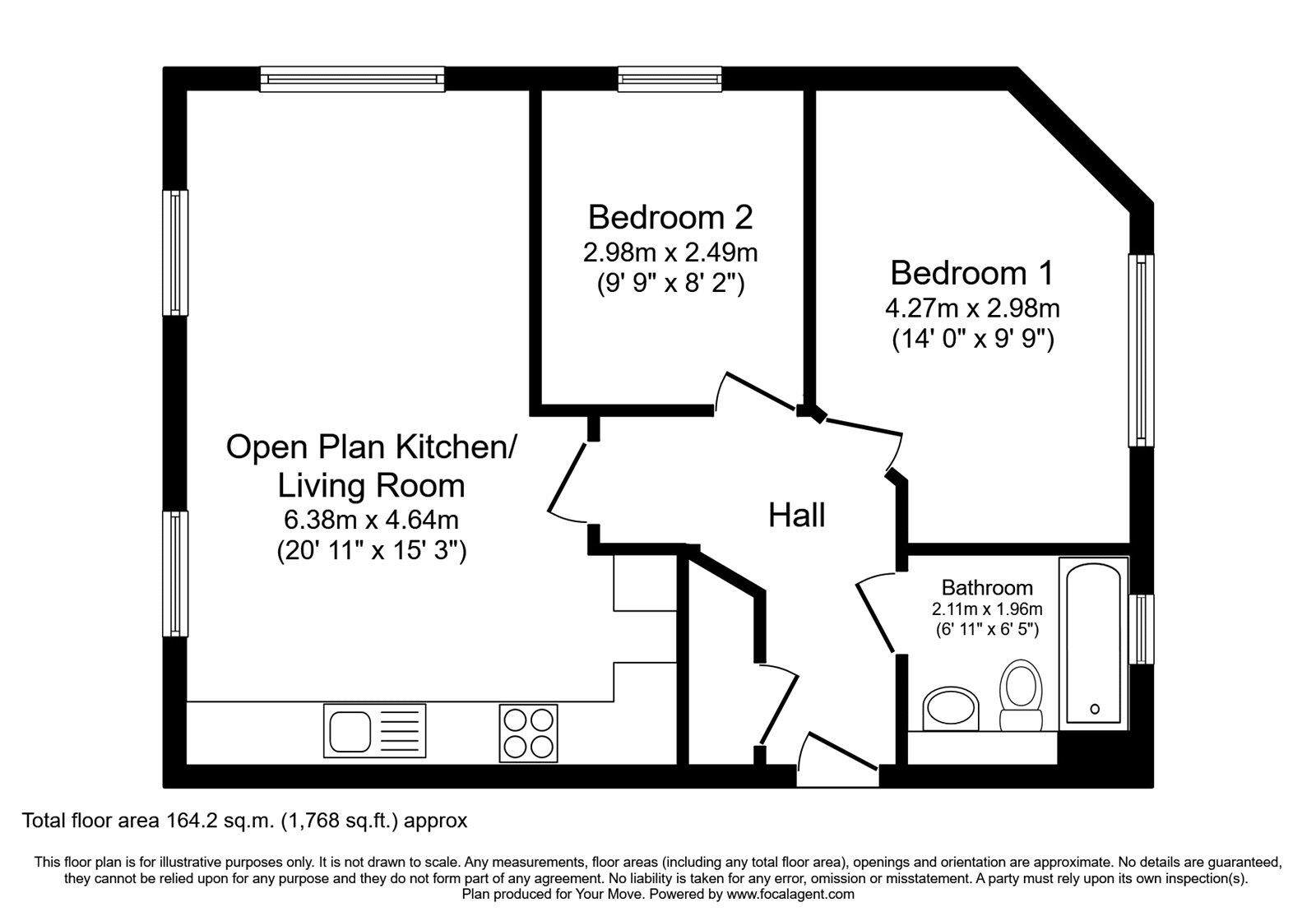 Floorplan of 2 bedroom  Flat for sale, Orton Place, Earl Shilton, Leicestershire, LE9